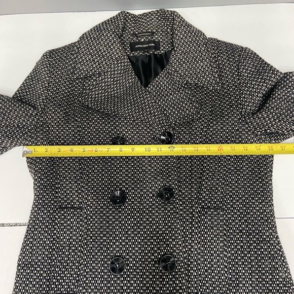 JONES NEW YORK Wool Blend Black & White Double Breasted Coat Size 12 Career Warm - Picture 16 of 16